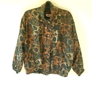 Vintage Animal Print Women's Silk Windbreaker